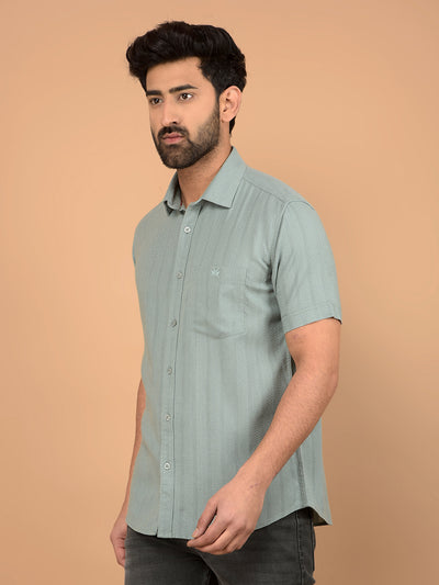 Green Vertical Stripes Shirt-Men Shirts-Crimsoune Club