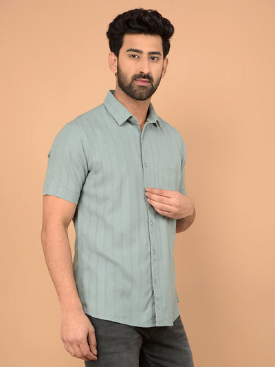 Green Vertical Stripes Shirt-Men Shirts-Crimsoune Club