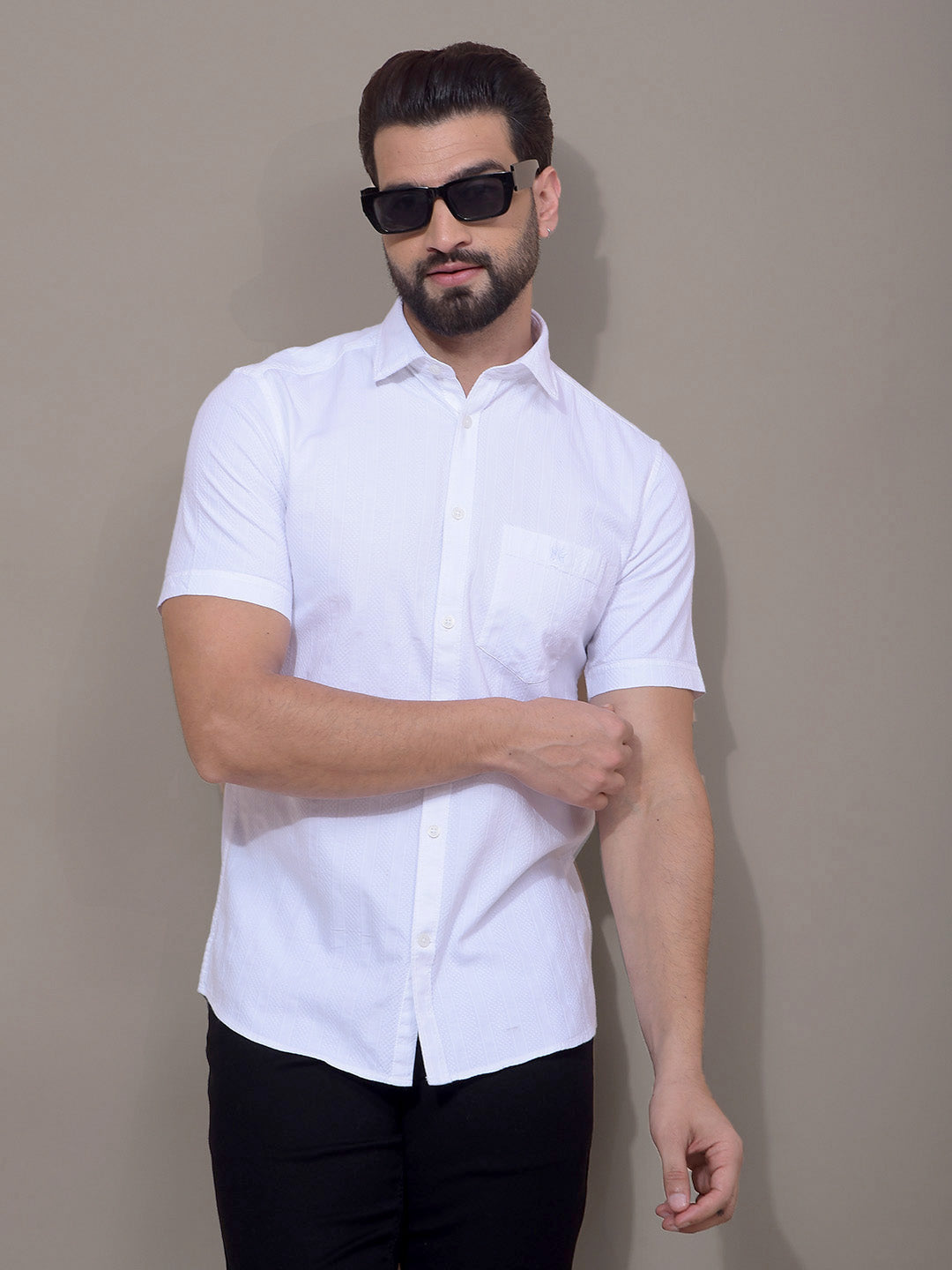 White Vertical Stripes Shirt-Men Shirts-Crimsoune Club