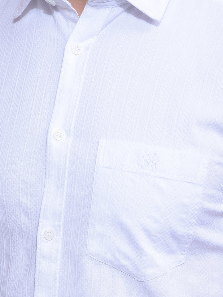 White Vertical Stripes Shirt-Men Shirts-Crimsoune Club