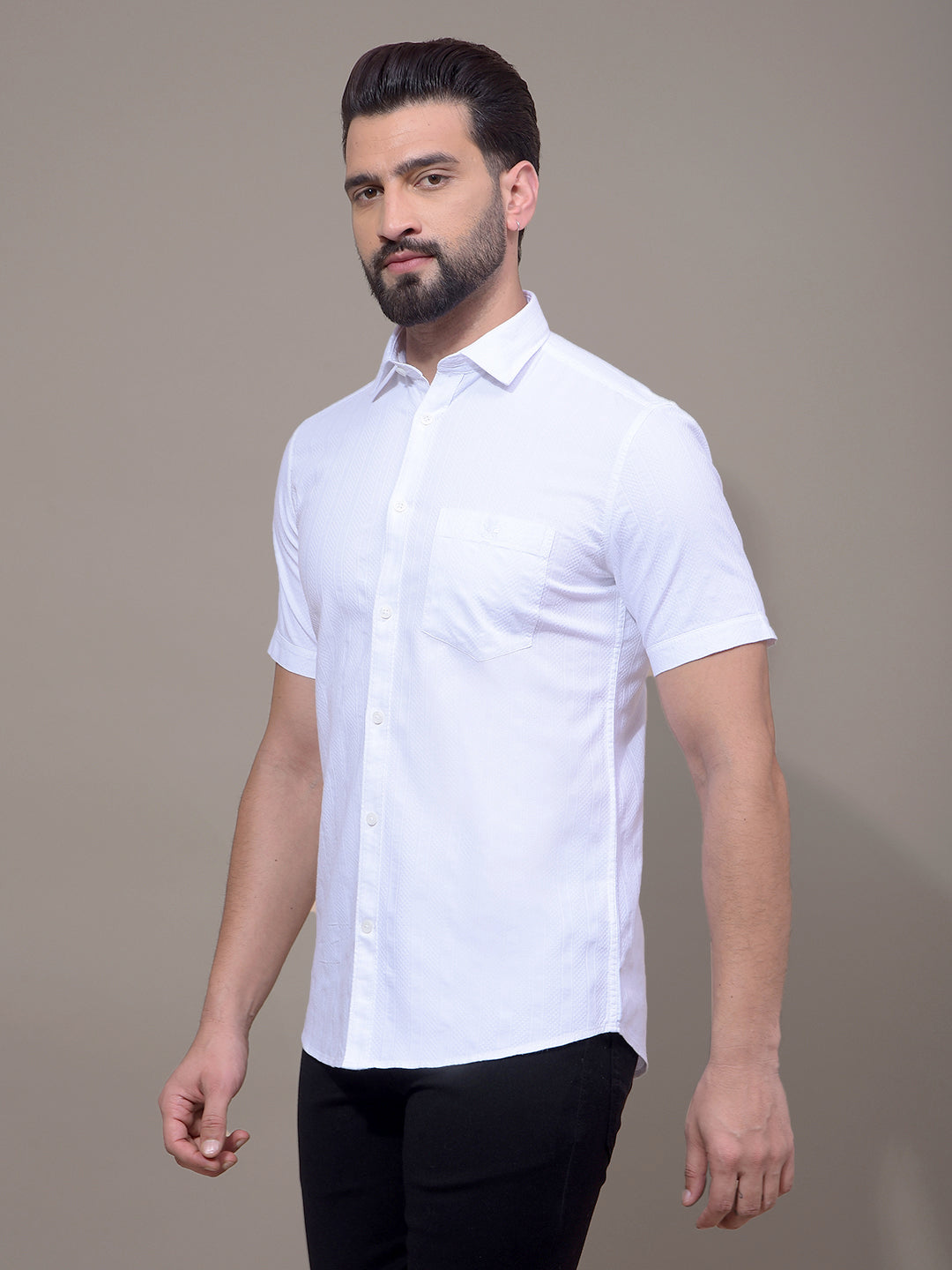 White Vertical Stripes Shirt-Men Shirts-Crimsoune Club