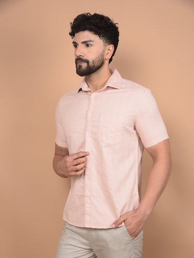Peach Vertical Stripes Shirt-Men Shirts-Crimsoune Club