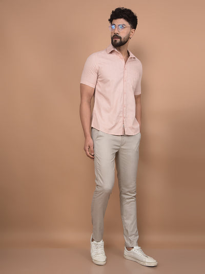 Peach Vertical Stripes Shirt-Men Shirts-Crimsoune Club
