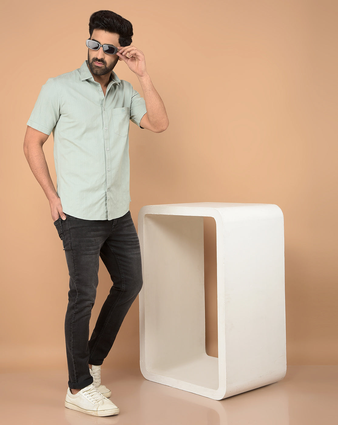Green Vertical Stripes Shirt-Men Shirts-Crimsoune Club