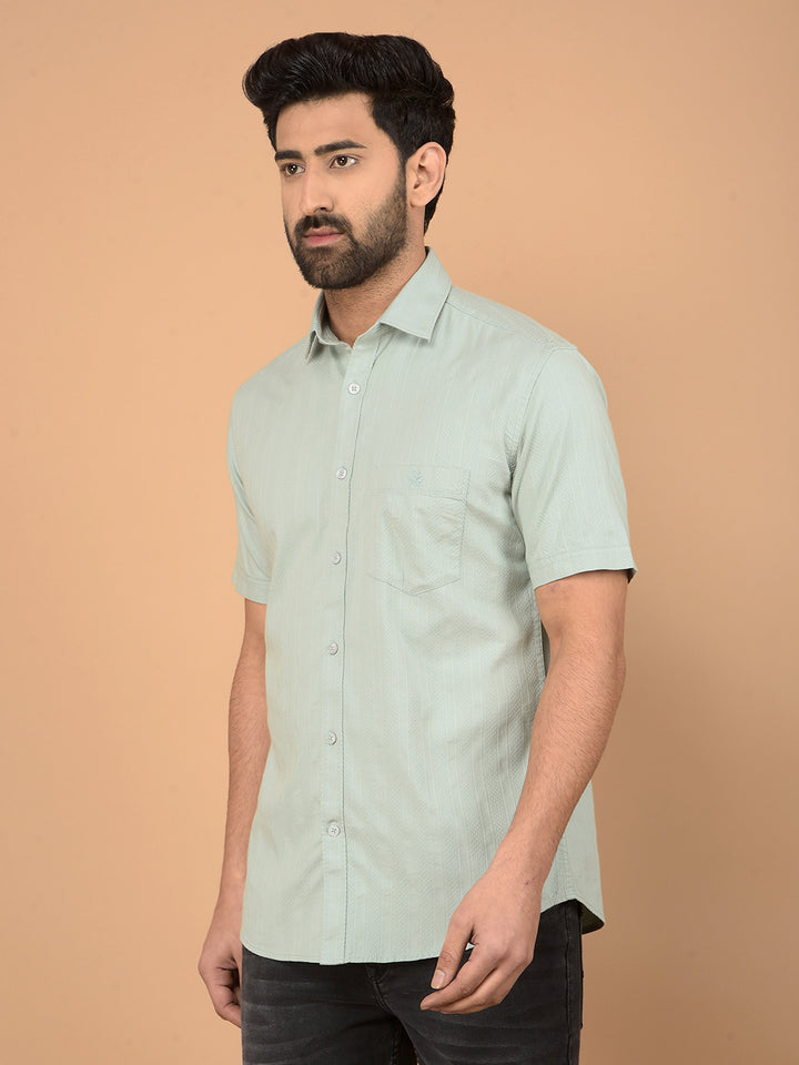 Green Vertical Stripes Shirt-Men Shirts-Crimsoune Club
