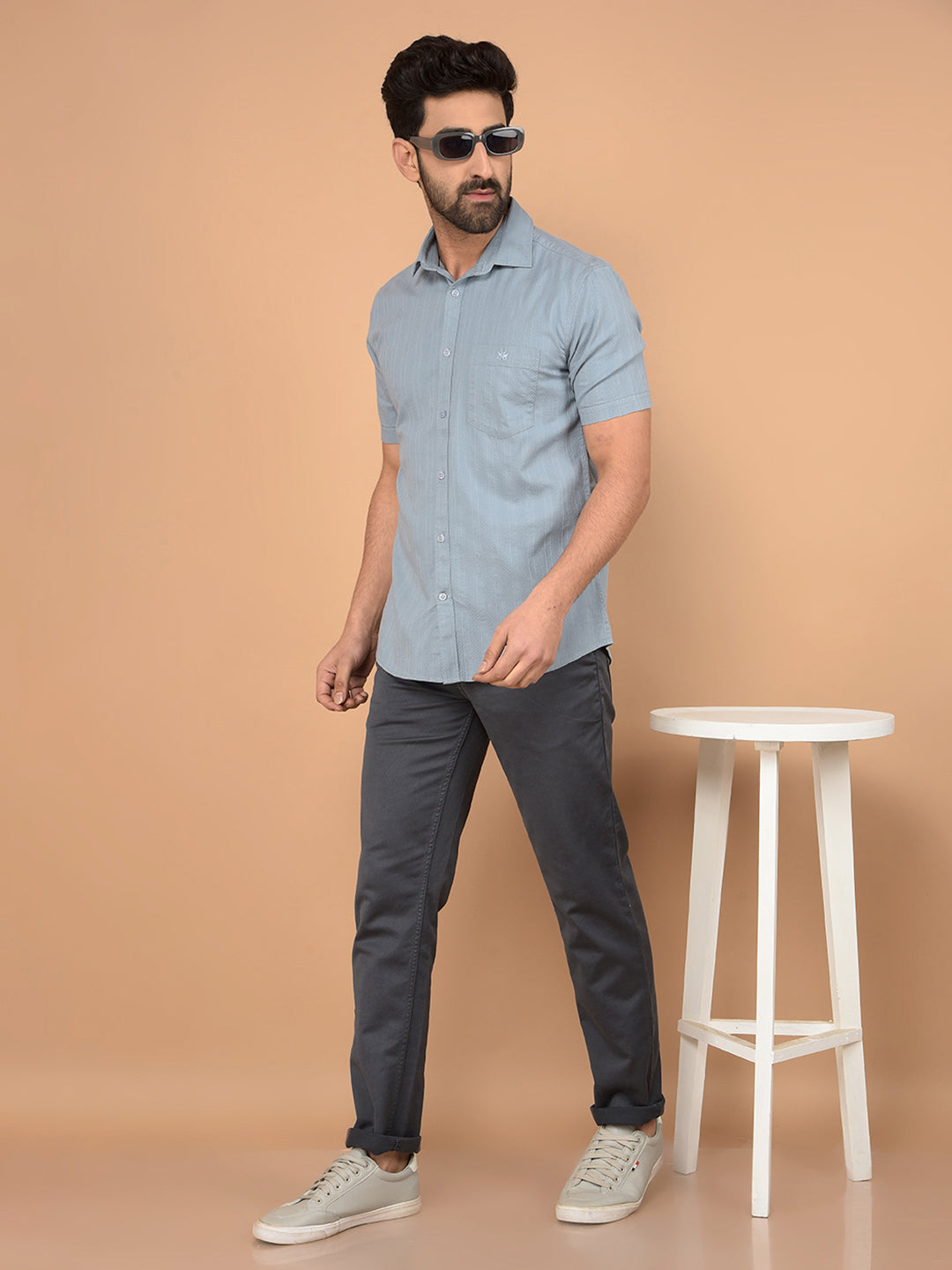 Blue Vertical Stripes Shirt-Men Shirts-Crimsoune Club