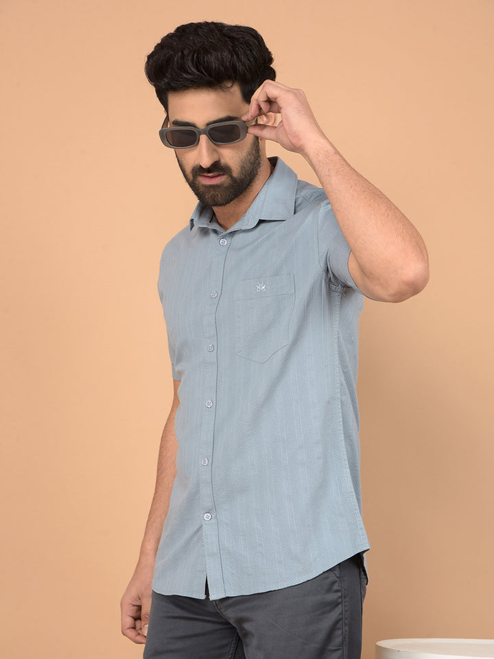 Blue Vertical Stripes Shirt-Men Shirts-Crimsoune Club