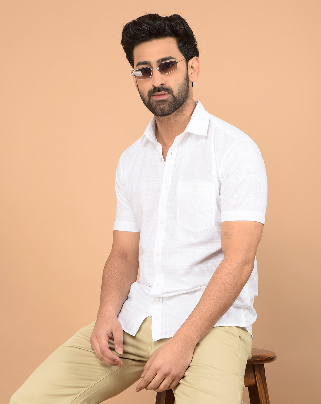White Checked Shirt-Men Shirts-Crimsoune Club