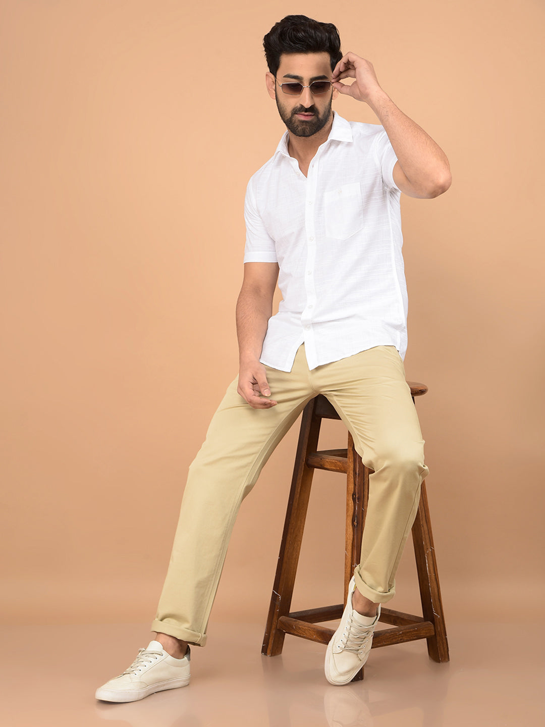 White Checked Shirt-Men Shirts-Crimsoune Club