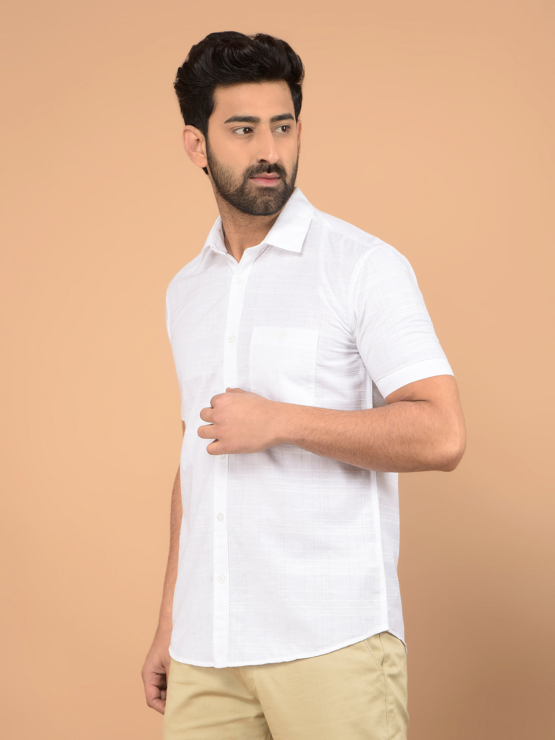 White Checked Shirt-Men Shirts-Crimsoune Club