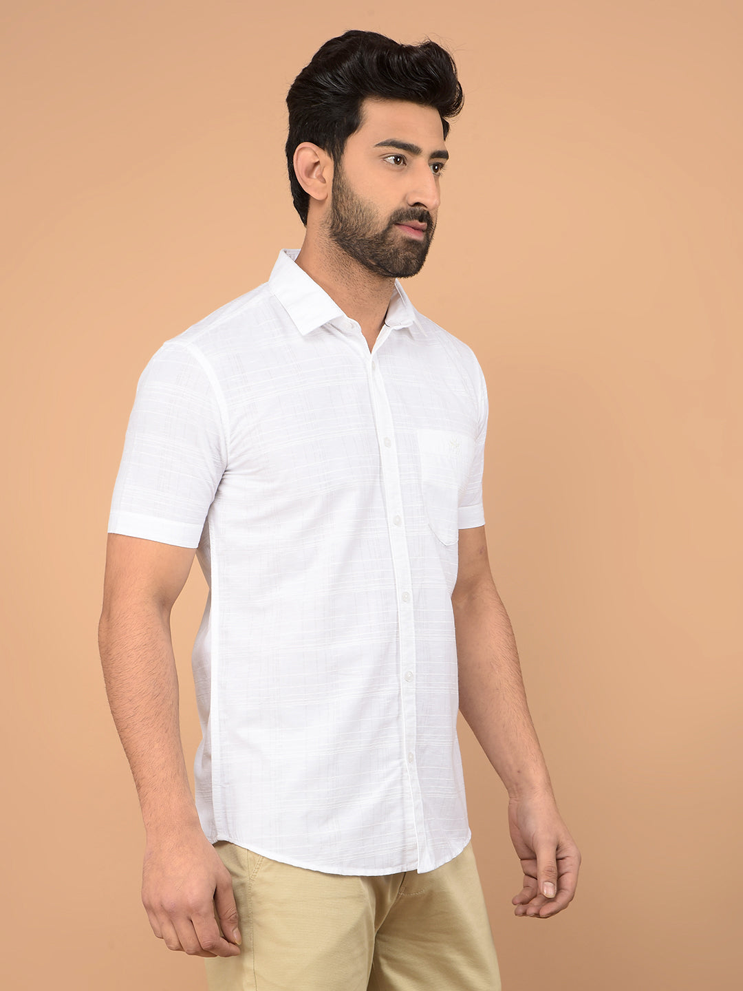 White Checked Shirt-Men Shirts-Crimsoune Club