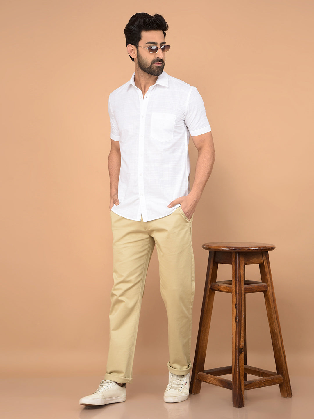 White Checked Shirt-Men Shirts-Crimsoune Club