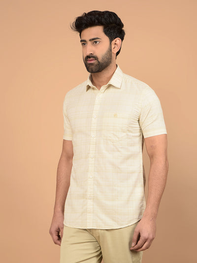 Beige Checked Shirt-Men Shirts-Crimsoune Club