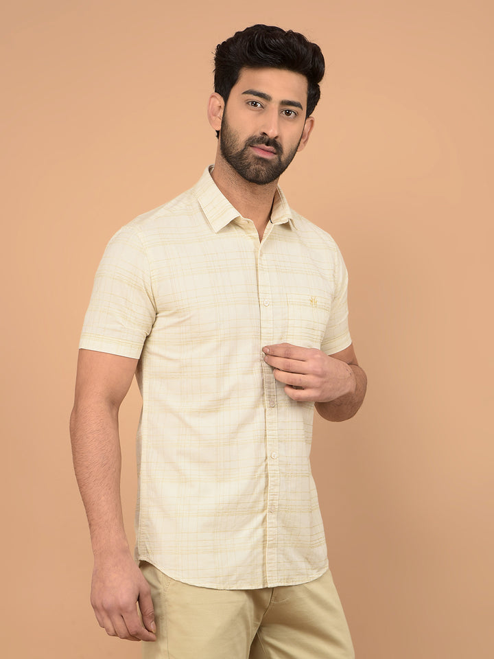 Beige Checked Shirt-Men Shirts-Crimsoune Club