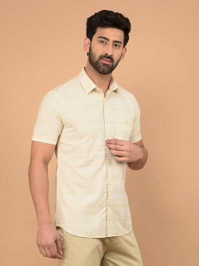 Beige Checked Shirt-Men Shirts-Crimsoune Club