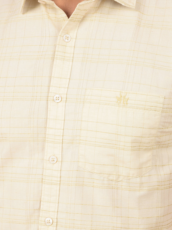 Beige Checked Shirt-Men Shirts-Crimsoune Club