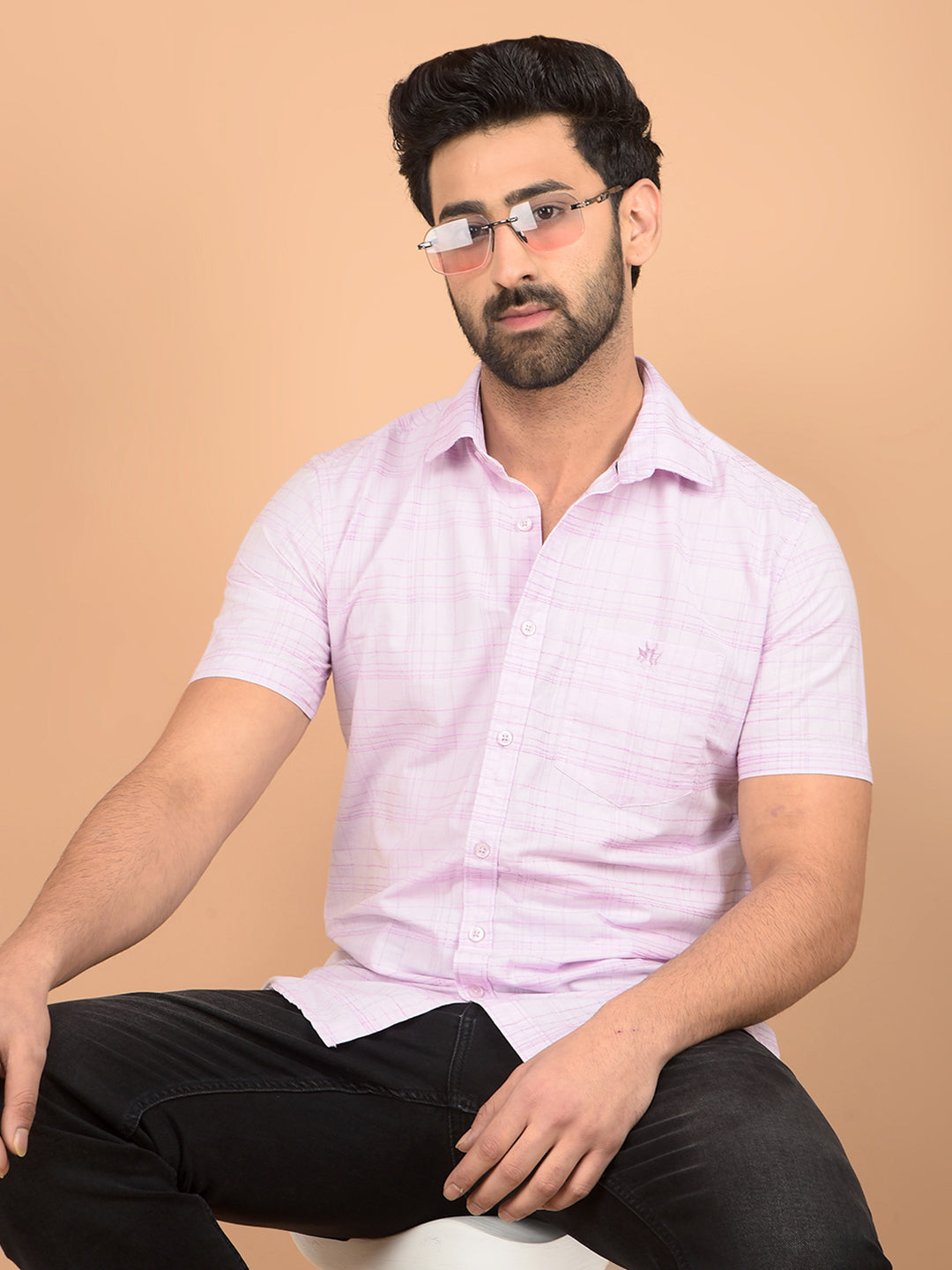 Pink Checked Shirt-Men Shirts-Crimsoune Club