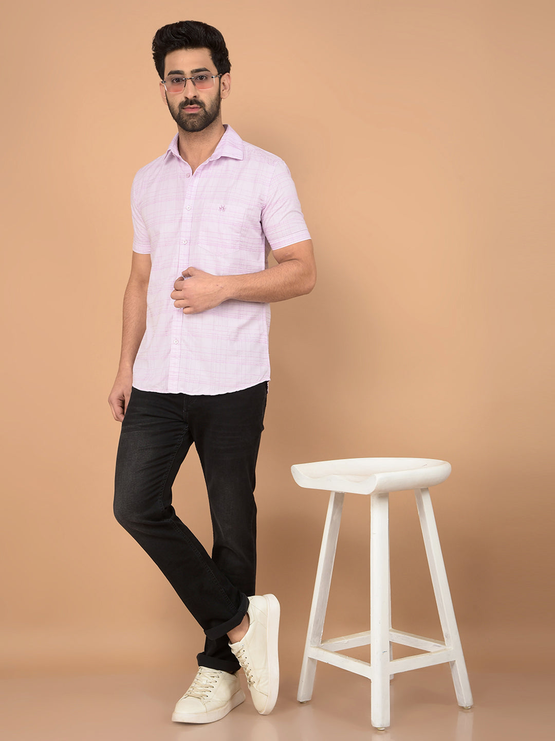 Pink Checked Shirt-Men Shirts-Crimsoune Club