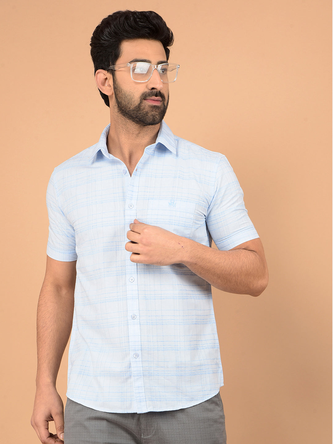 Blue Checked Shirt-Men Shirts-Crimsoune Club