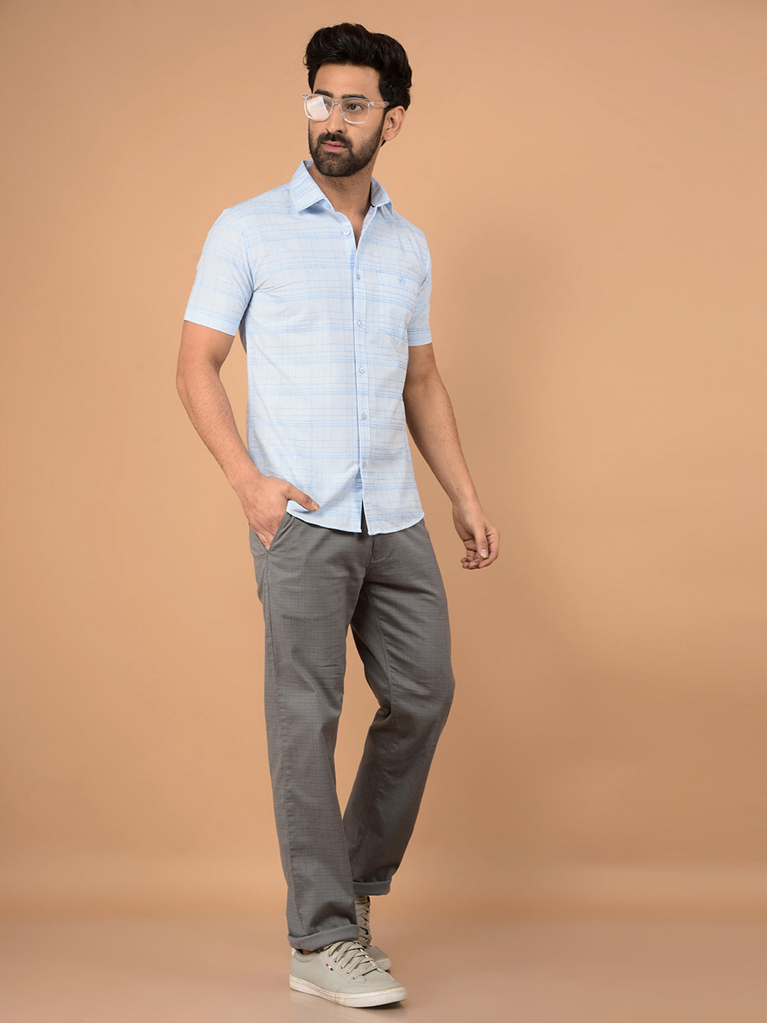 Blue Checked Shirt-Men Shirts-Crimsoune Club
