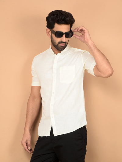 Off White 100% Cotton Shirt-Men Shirts-Crimsoune Club