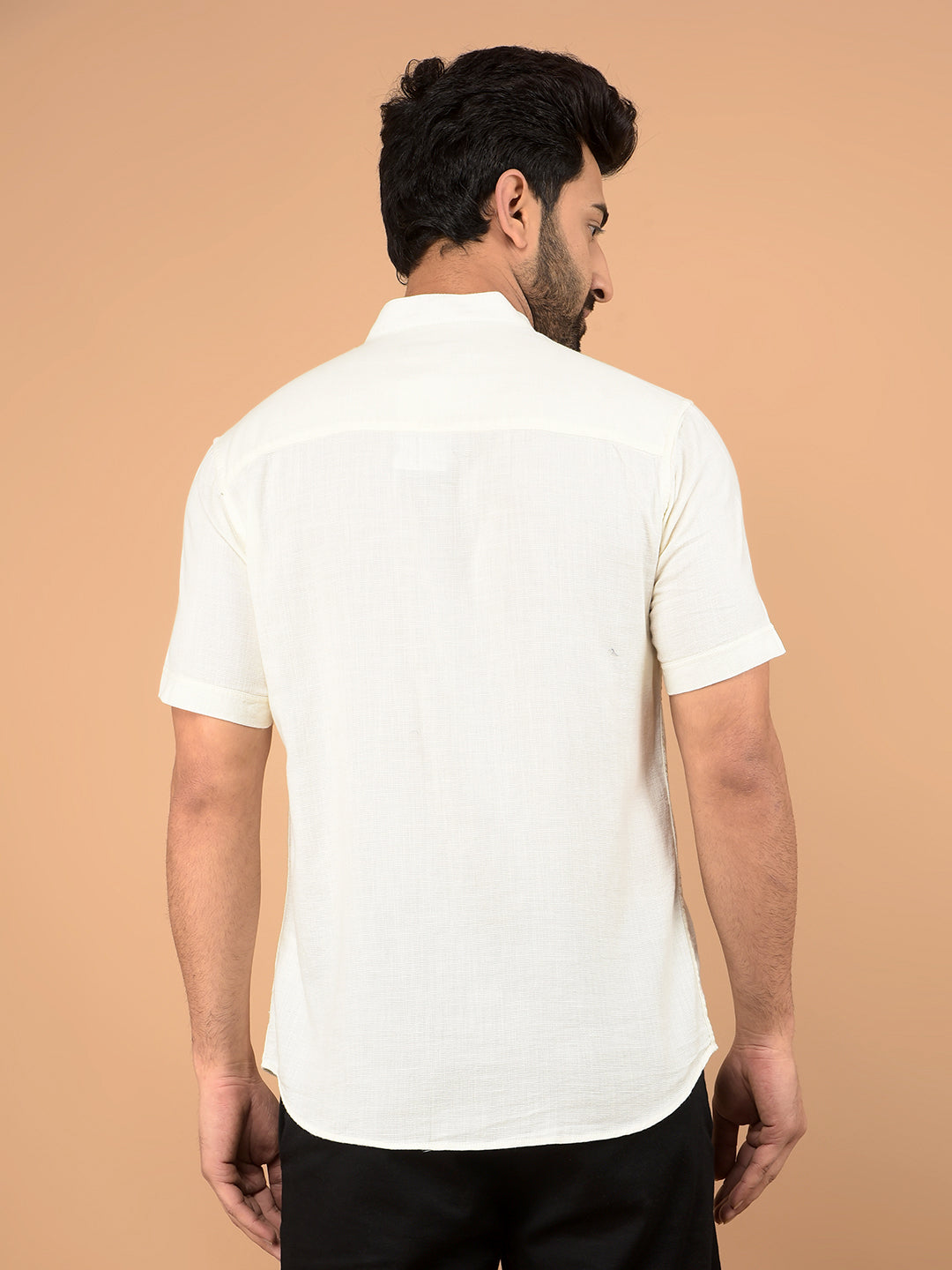 Off White 100% Cotton Shirt-Men Shirts-Crimsoune Club