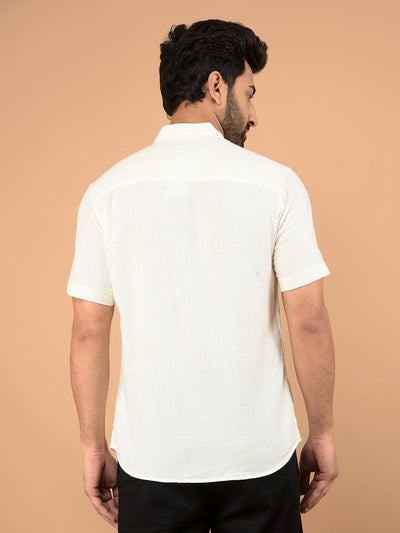 Off White 100% Cotton Shirt-Men Shirts-Crimsoune Club