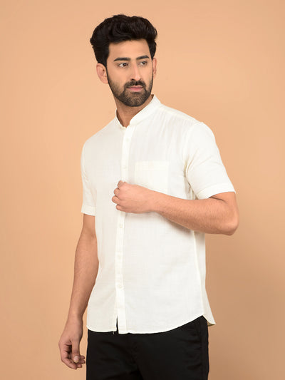 Off White 100% Cotton Shirt-Men Shirts-Crimsoune Club