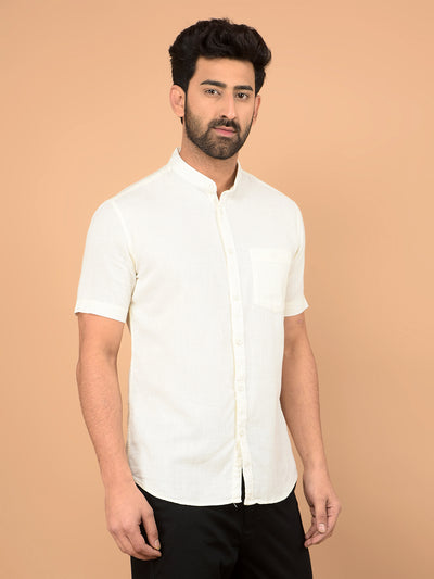 Off White 100% Cotton Shirt-Men Shirts-Crimsoune Club