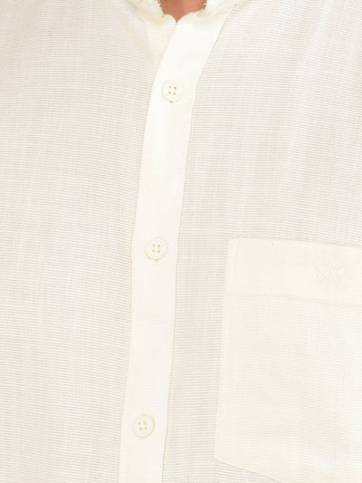 Off White 100% Cotton Shirt-Men Shirts-Crimsoune Club