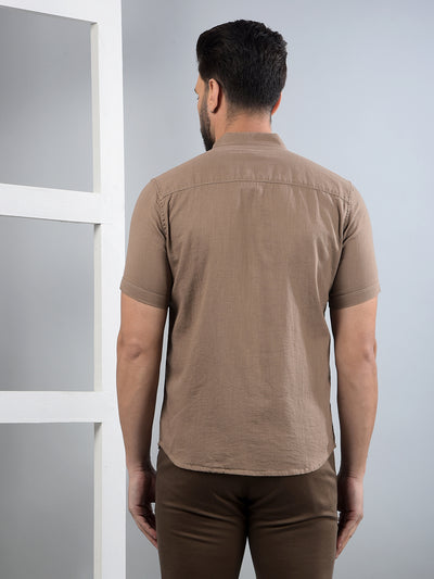 Brown 100% Cotton Shirt-Men Shirts-Crimsoune Club