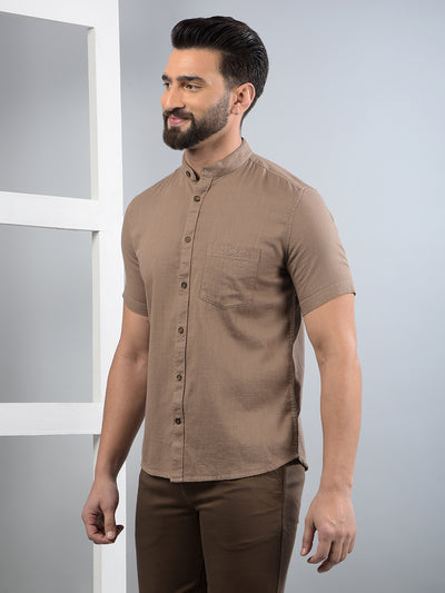 Brown 100% Cotton Shirt-Men Shirts-Crimsoune Club