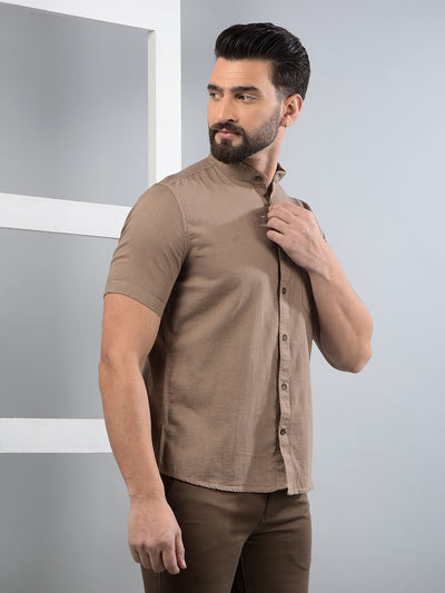 Brown 100% Cotton Shirt-Men Shirts-Crimsoune Club