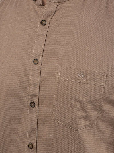 Brown 100% Cotton Shirt-Men Shirts-Crimsoune Club