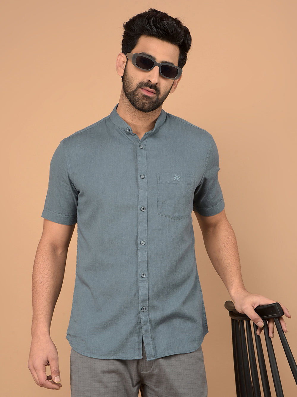 Green 100% Cotton Shirt-Men Shirts-Crimsoune Club