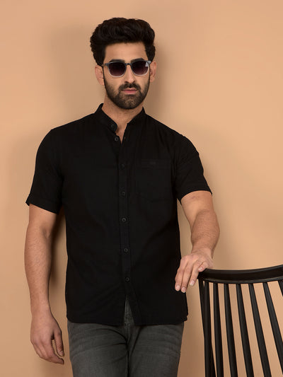 Black 100% Cotton Shirt-Men Shirts-Crimsoune Club