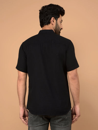Black 100% Cotton Shirt-Men Shirts-Crimsoune Club