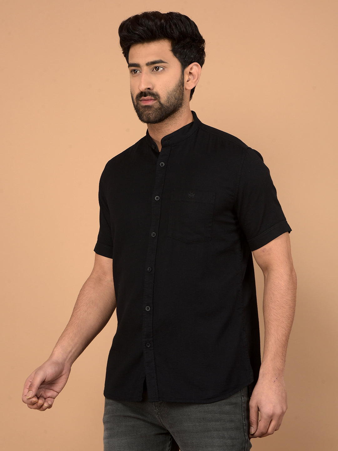 Black 100% Cotton Shirt-Men Shirts-Crimsoune Club
