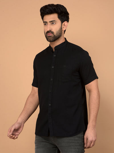 Black 100% Cotton Shirt-Men Shirts-Crimsoune Club