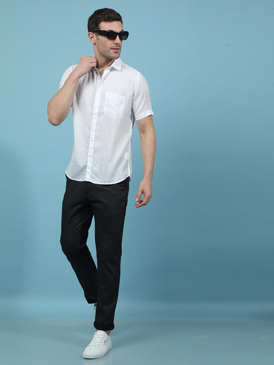 White Vertical Stripes Linen Shirt-Men Shirts-Crimsoune Club