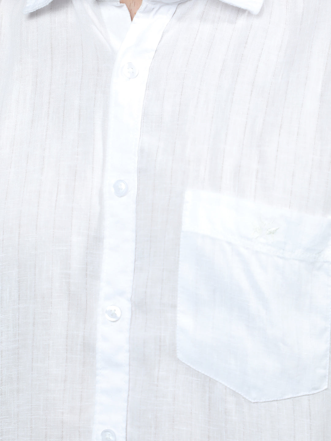 White Vertical Stripes Linen Shirt-Men Shirts-Crimsoune Club