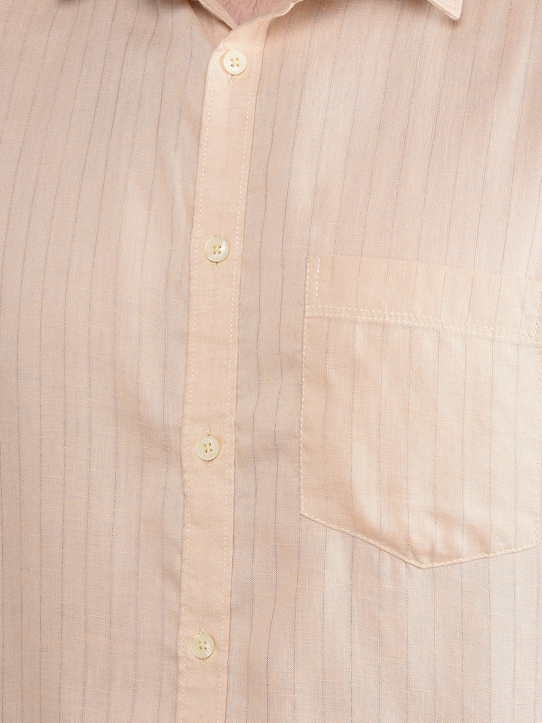 Beige Vertical Stripes Linen Shirt-Men Shirts-Crimsoune Club
