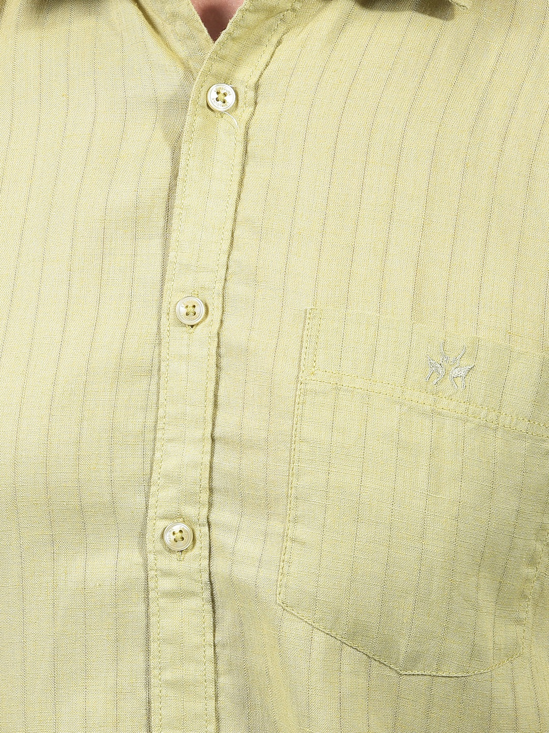 Green Vertical Stripes Linen Shirt-Men Shirts-Crimsoune Club