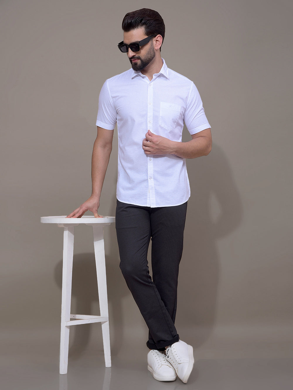 White Vertical Stripes Shirt-Men Shirts-Crimsoune Club