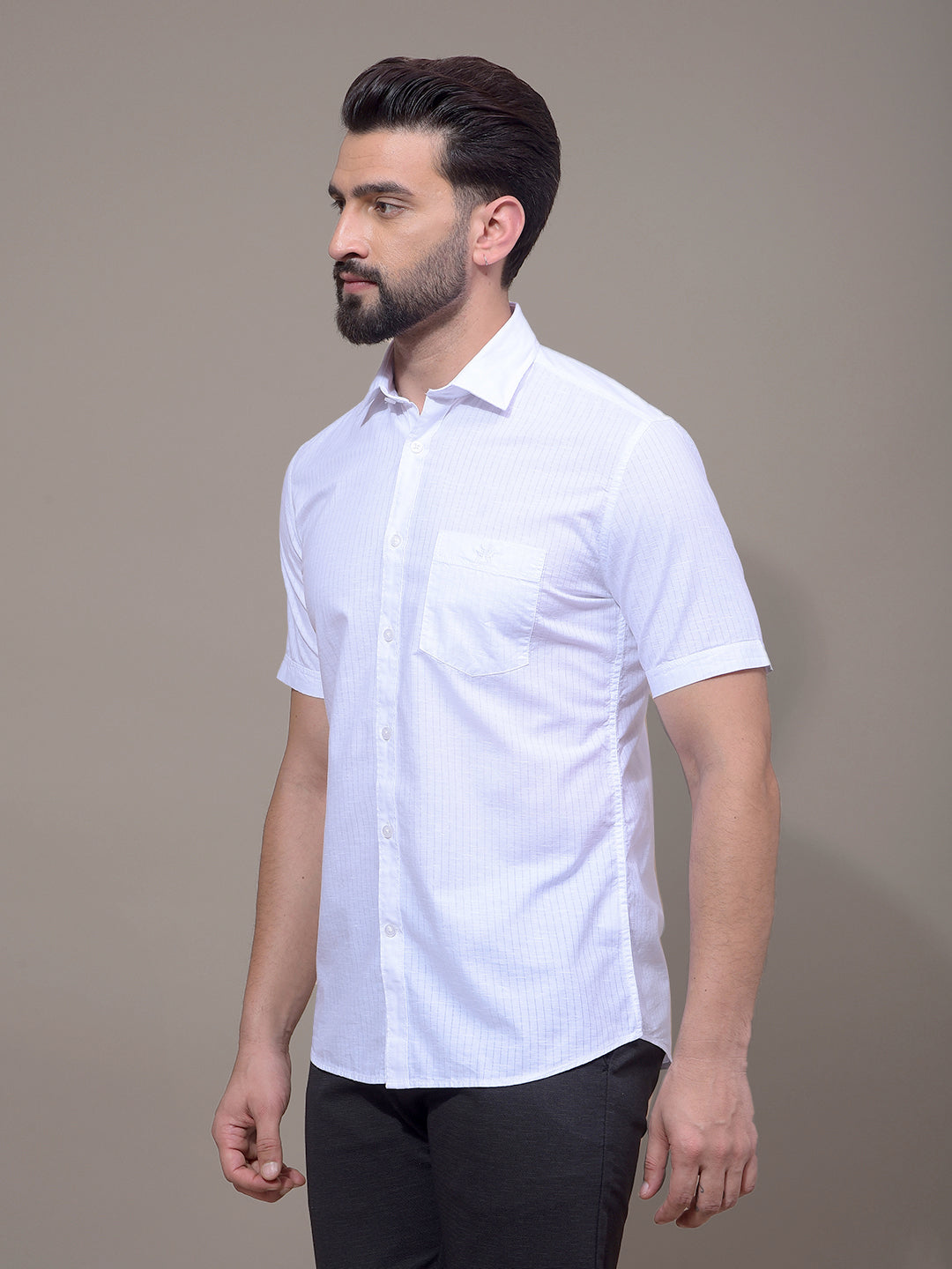 White Vertical Stripes Shirt-Men Shirts-Crimsoune Club
