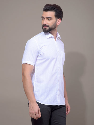 White Vertical Stripes Shirt-Men Shirts-Crimsoune Club