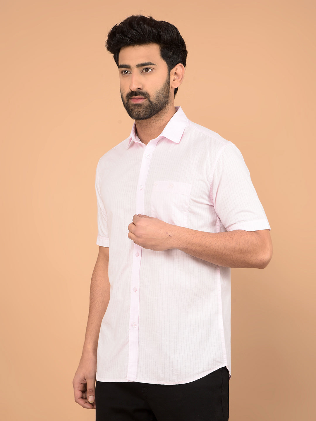 Pink Vertical Stripes Shirt-Men Shirts-Crimsoune Club