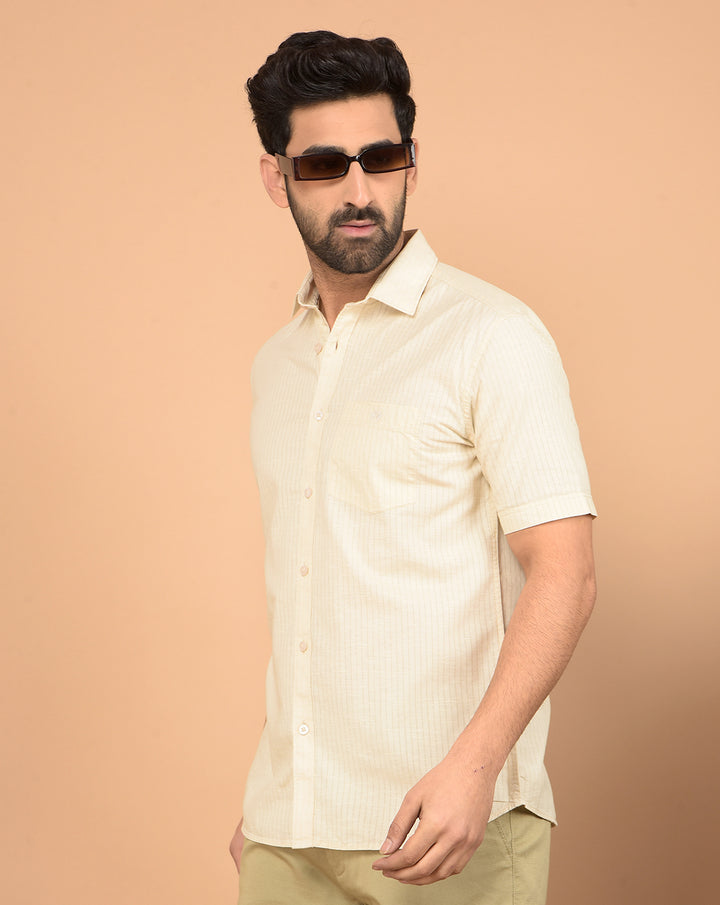 Beige Vertical Stripes Shirt-Men Shirts-Crimsoune Club