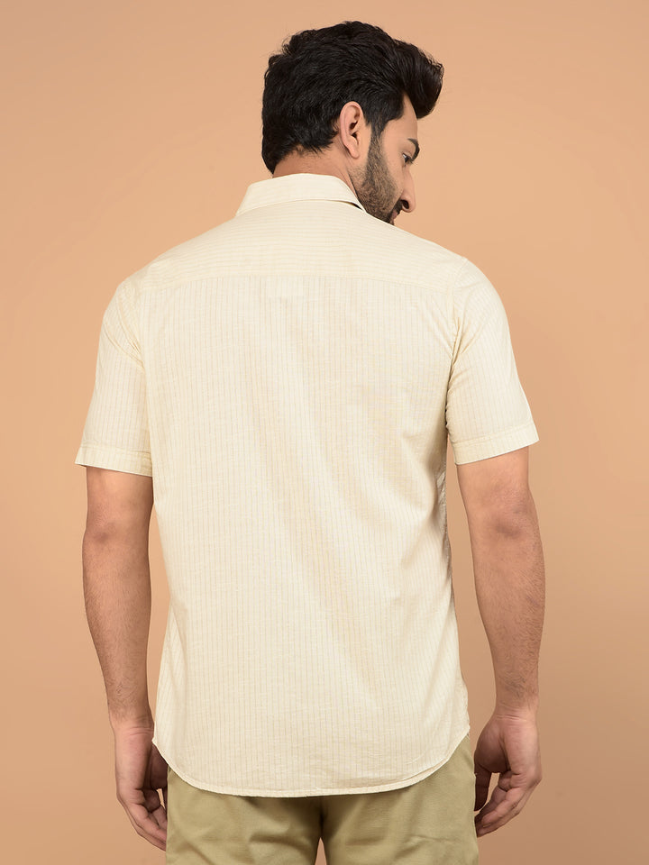 Beige Vertical Stripes Shirt-Men Shirts-Crimsoune Club