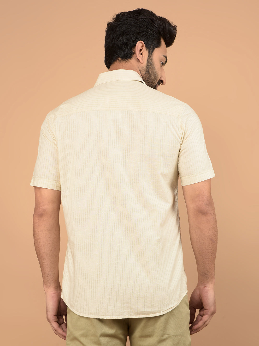 Beige Vertical Stripes Shirt-Men Shirts-Crimsoune Club